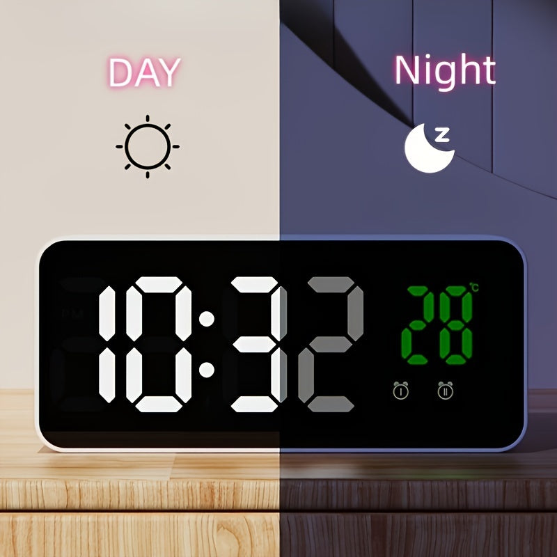 LED Clock Home Decoration with Smart Alarm and Creative Mirror Design