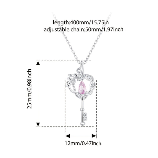 Стильное ожерелье с подвеской в виде ключа для женщин - изготовлено из 925-й стерлинговой серебра с искрящимися кубическими циркониями, идеально подходит для повседневной носки и в качестве подарка.