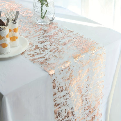 Golden foil linen table runner for special occasions like weddings, birthdays, banquets, and Christmas gifts.