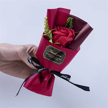 Romantic mini rose soap flower bouquet - ideal for Valentine's Day, Christmas, birthdays, and Thanksgiving decorations