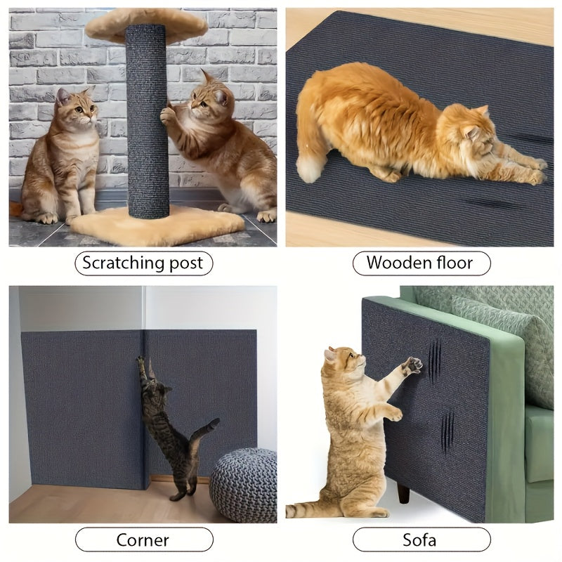 Durable adhesive cat scratching mat roll with sticky tape, ideal for protecting cat furniture.