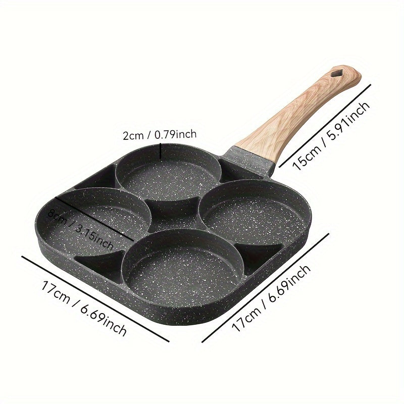 Versatile Breakfast Cooking Pan Set: Includes One Non-Stick Egg Frying Pan, Egg Burger Maker Pan, Four-Burner Split Grill Skillet, and Non-Stick Omelette Pan for Eggs, Bacon, and Burgers