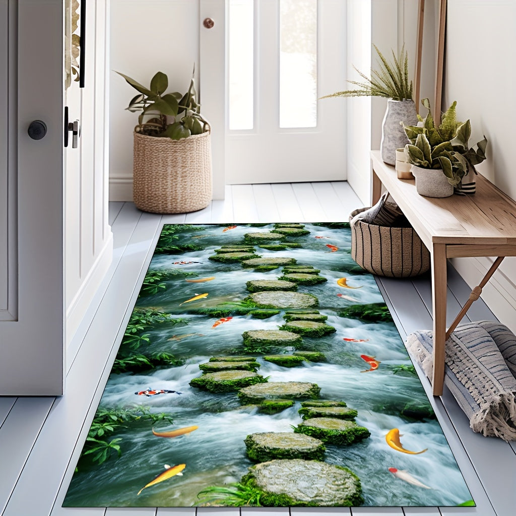 Durable and Easy-Clean Washable Runner Rugs for Corridors, Anti-Slip Kitchen Rugs, Non-Slip Door Mat Suitable for Home Entrances. Soft Crystal Pile Hallway Rugs for Dining and Living Rooms.