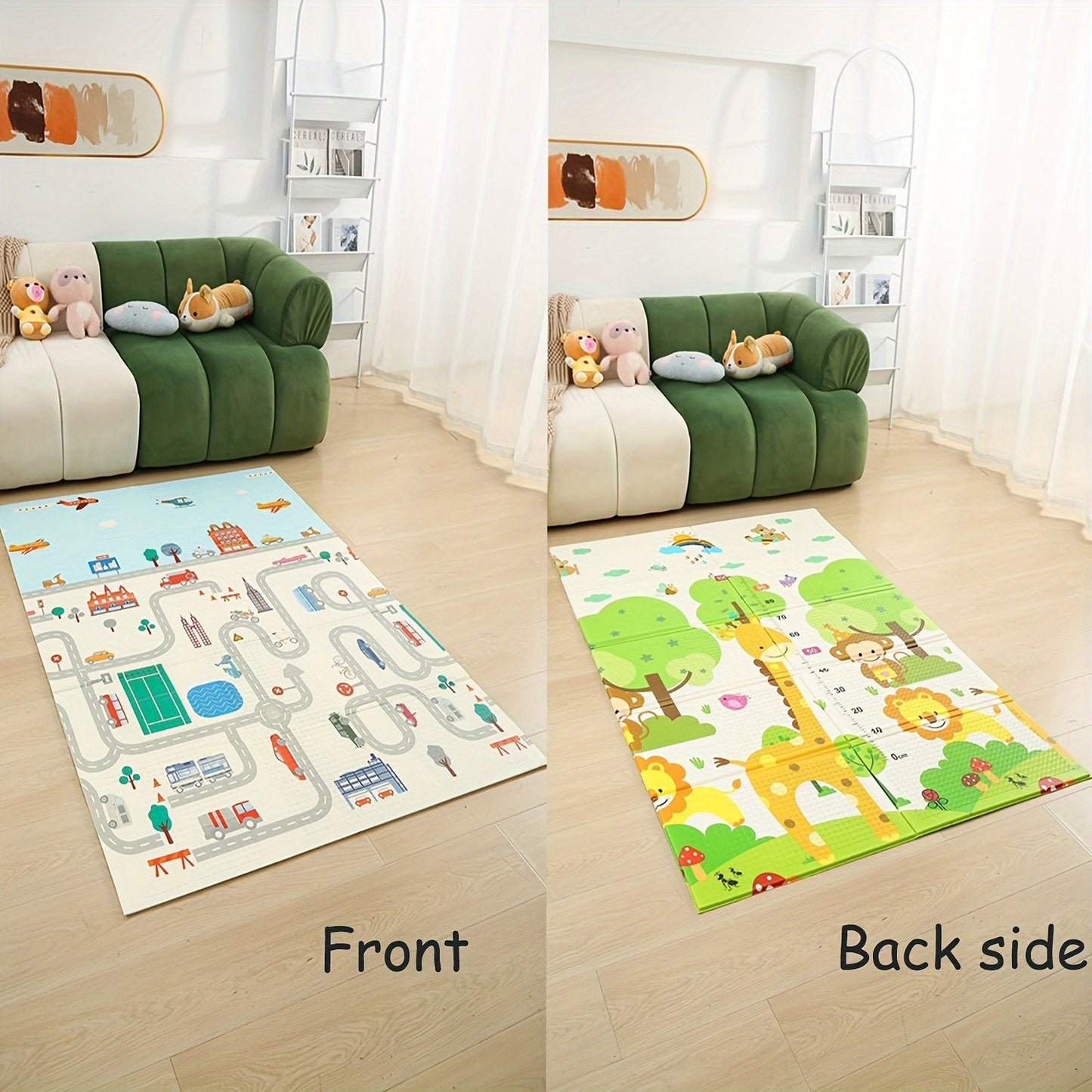 The LSAV Portable Play Mat features a charming Cartoon Animal Design and is both foldable and easy to store. It comes with a convenient carry bag, making it perfect for use at home, in the living room, or while traveling. Constructed from durable XPE