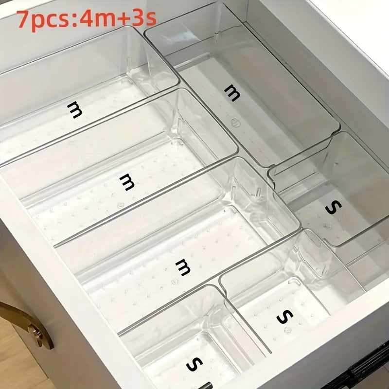 2024 Drawer Organizer - Transparent PET Box for Desk, Stationery, & Cosmetics