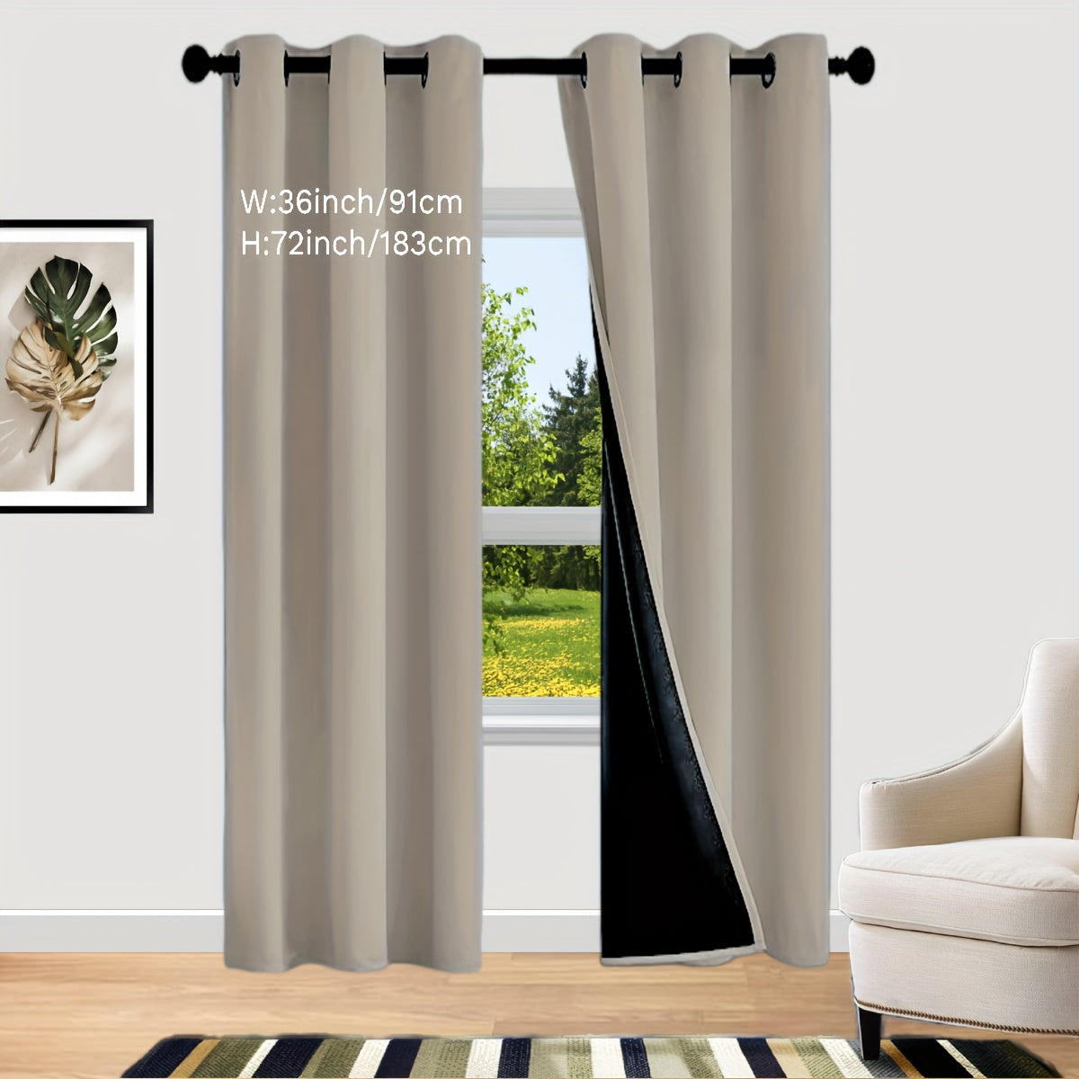 2 Sets of Bedroom Curtains with Coated Insulation and Simple Grommet Design for 100% Blackout