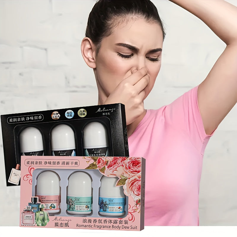 Long-lasting fragrance deodorant set with multiple scents. Gentle and soothing for daily use, contains plant squalane.