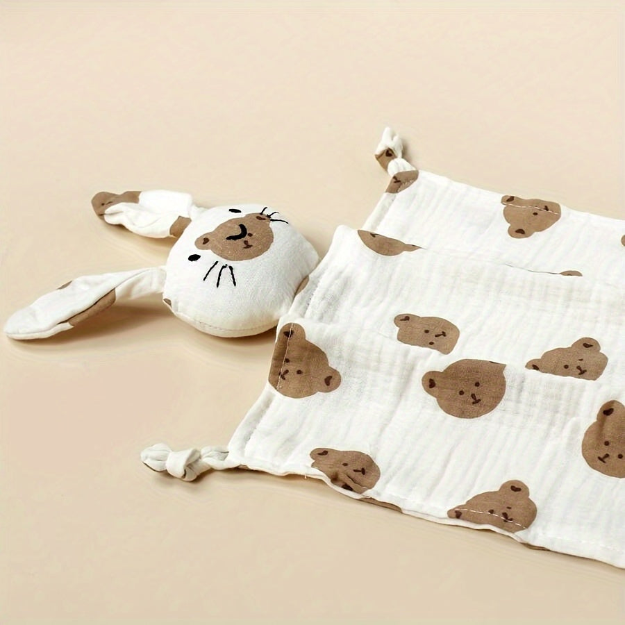 Top Pick from Customers: Cozy and Lightweight Blanket featuring Adorable Rabbit Print and Embroidered Cat Face Detail. Ideal for Cuddling and Nursing, Size: 27.94x27.94 cm