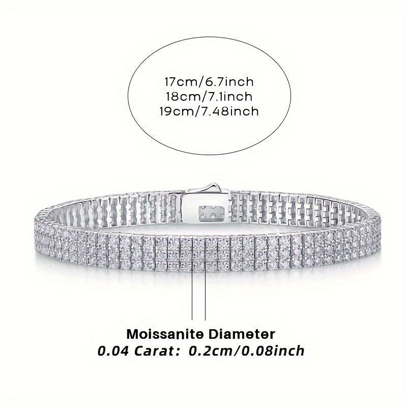 Luxurious Moissanite Tennis Bracelet in 925 Sterling Silver, Accented with 18K Gold Plated Tennis Chain, Suitable for Men and Women. This Hip-hop Inspired Couple Style is a Must-have Fashion Accessory. Perfect for Valentine's Day, Mother's Day, Weddings