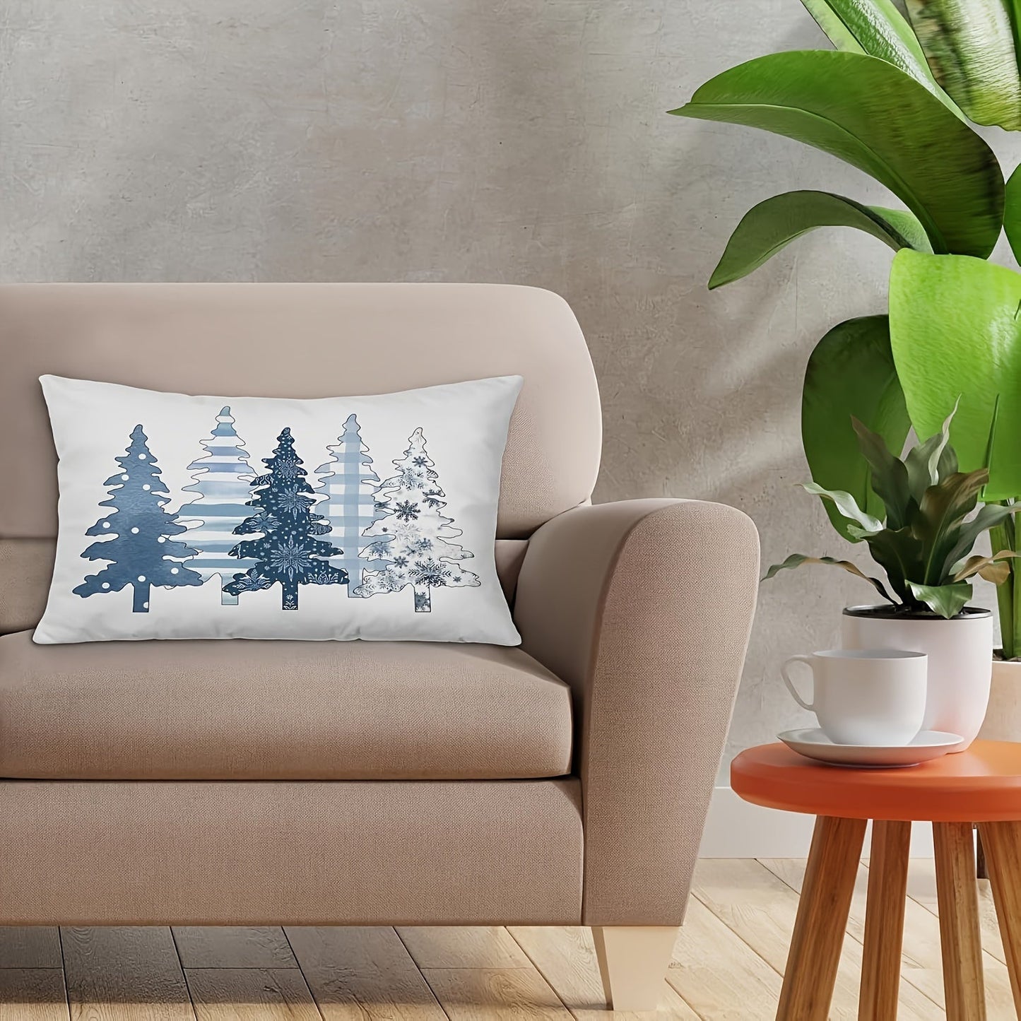 Christmas Pillow Covers - Blue Festive Tree Design, 30.48x50.8 cm, Machine Washable with Hidden Zipper Closure, Ideal for Holiday Parties and Carnival Decor