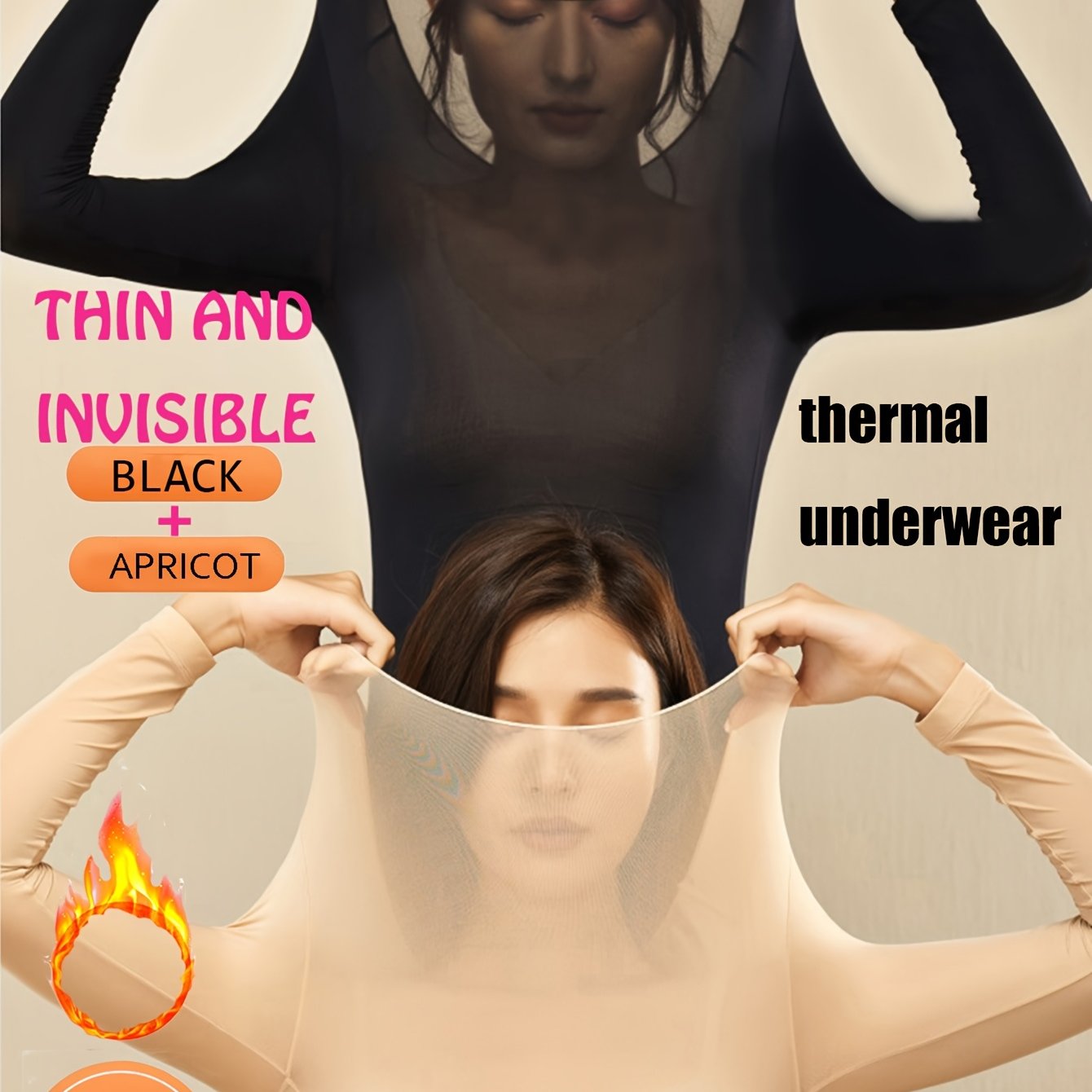 2pcs Seamless Ultra-thin Thermal Underwear Set for Women, Soft & Comfy Long Sleeve Top.