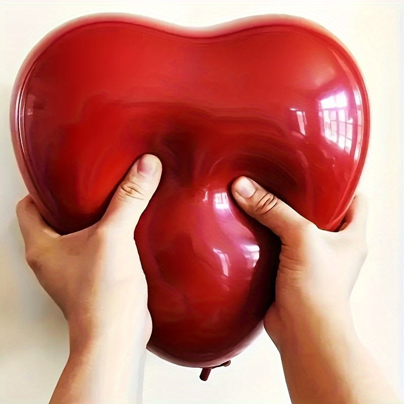 30 Romantic red heart-shaped balloons perfect for various celebrations, no electricity required.