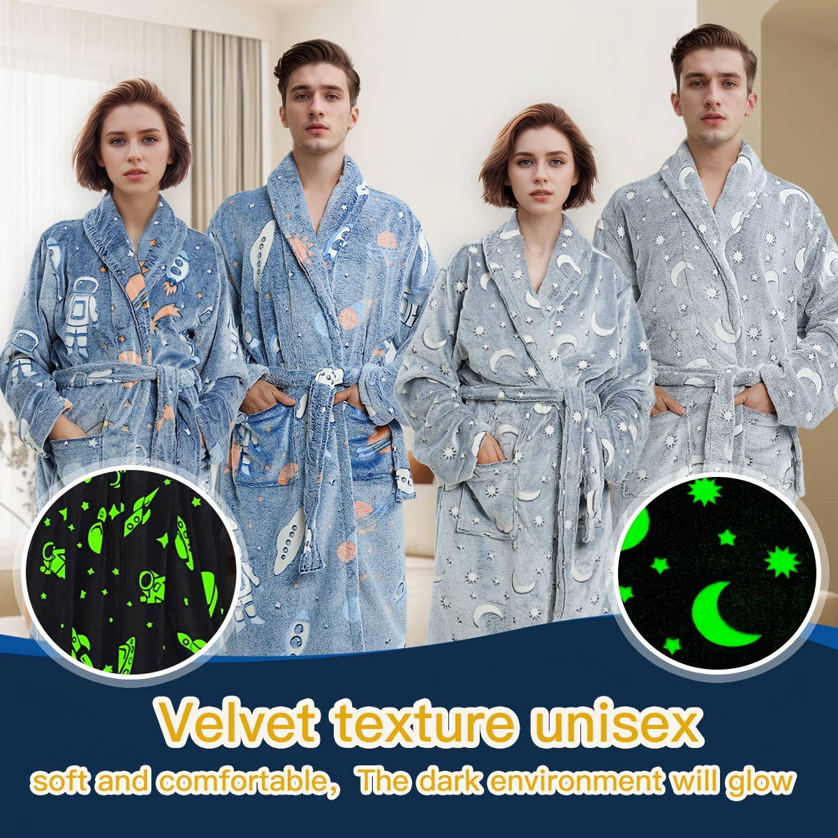 Soft cartoon print bathrobe - cozy, machine washable for shower & sleep.