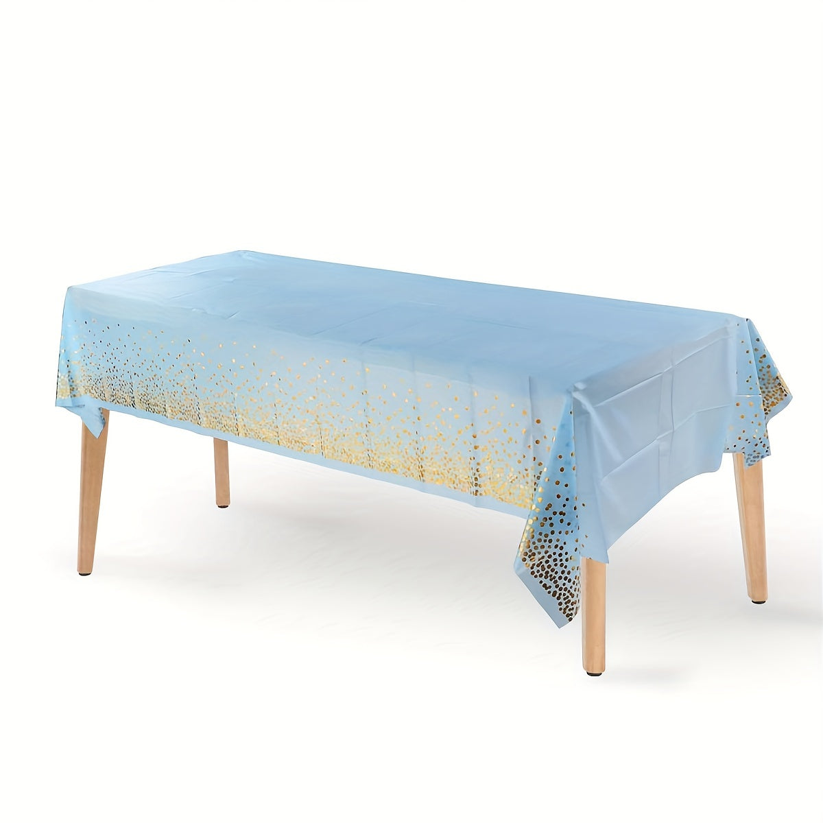 Disposable golden dot waterproof tablecloth, 137x274cm, for parties and events.