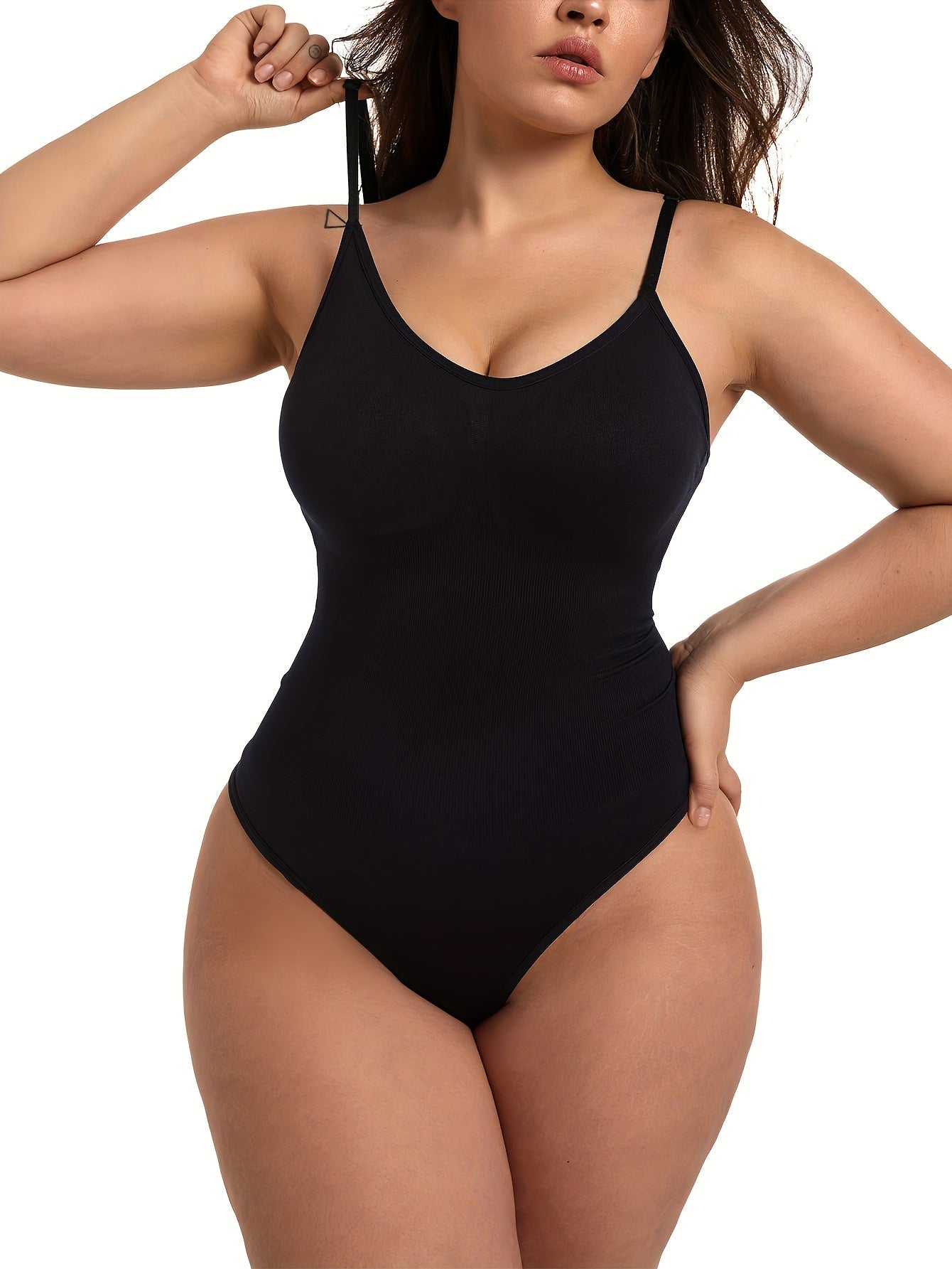 Seamless body shaper for slimming and tummy control.