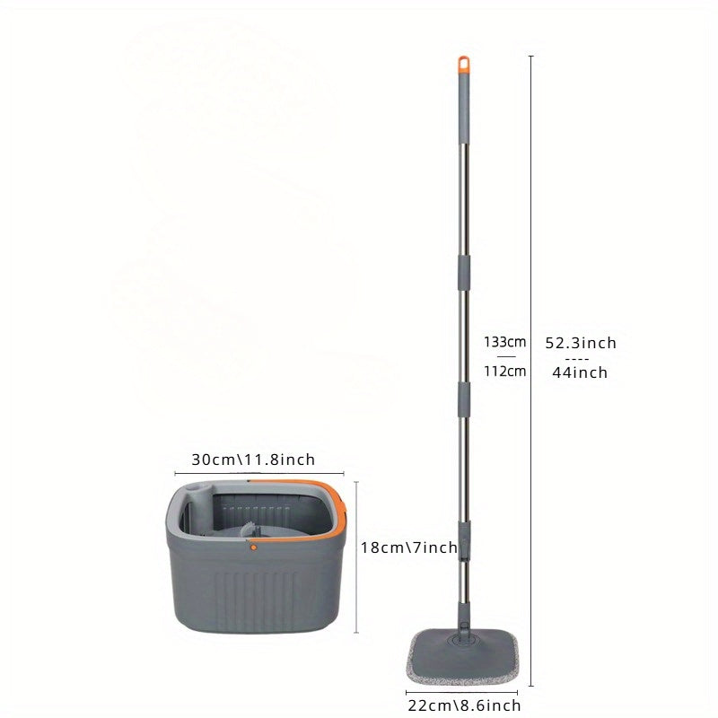 Комплект домашнего швабры и ведра с 2 высококачественными сменными насадками для швабры, инновационной системой очистки грязи с водой и 360° вращающейся квадратной головкой швабры