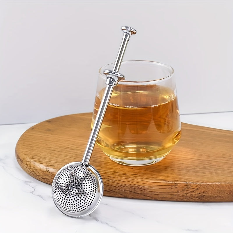 Essential Kitchen Tool: Telescopic Round Ball Tea Infuser, Perfect for Loose Leaf Teas, Stainless Steel Long Handle for Ideal Brewing