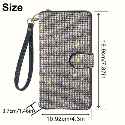 Rhinestone-Decorated Wallet with Large Capacity and Credit Card Holder