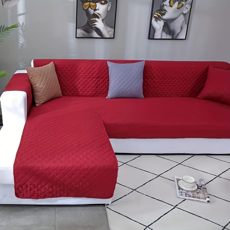 Waterproof and dustproof sofa cover for L shape sofas, pet-friendly and double-sided, perfect for living rooms, offices, and home decor.