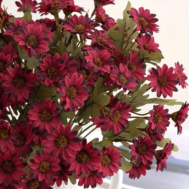 Vibrant Autumn Daisy Artificial Flower for weddings, birthdays, and home decor. Versatile plastic bouquet for living room, bedroom, and garden sill.