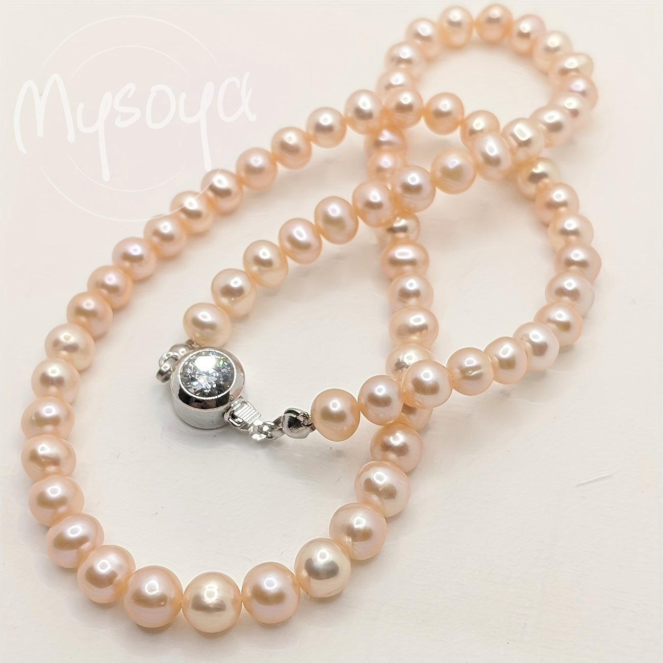 Handcrafted Freshwater Pearl Necklace: MYSOYA Elegant Exquisite Necklace with 6-7mm Round Gemstone. Perfect for Bridal Jewelry, Birthdays, Weddings, Anniversaries. Luxury Style for Any Season. Includes Valentine's Day Gift Box.