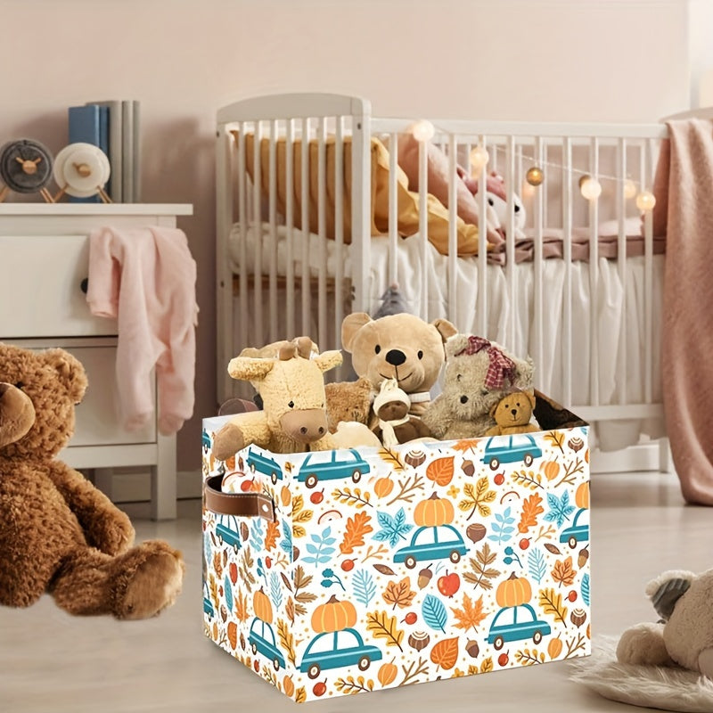 Spacious Pumpkin-Inspired Storage Basket - Ideal for Thanksgiving, Organizing Toys & Clothes, Rectangular Fall Decor Piece