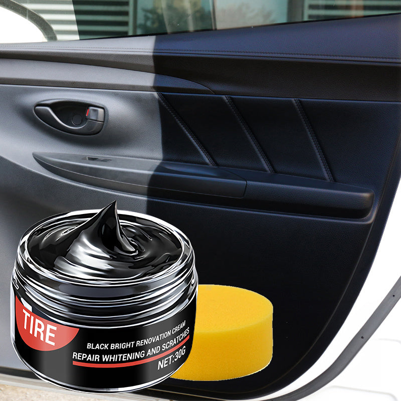 Auto plastic part plating crystal wax for restoring car interior trim and dashboard gloss, preventing aging and whitening. Gel for tire shine, seat maintenance, made of ABS material.