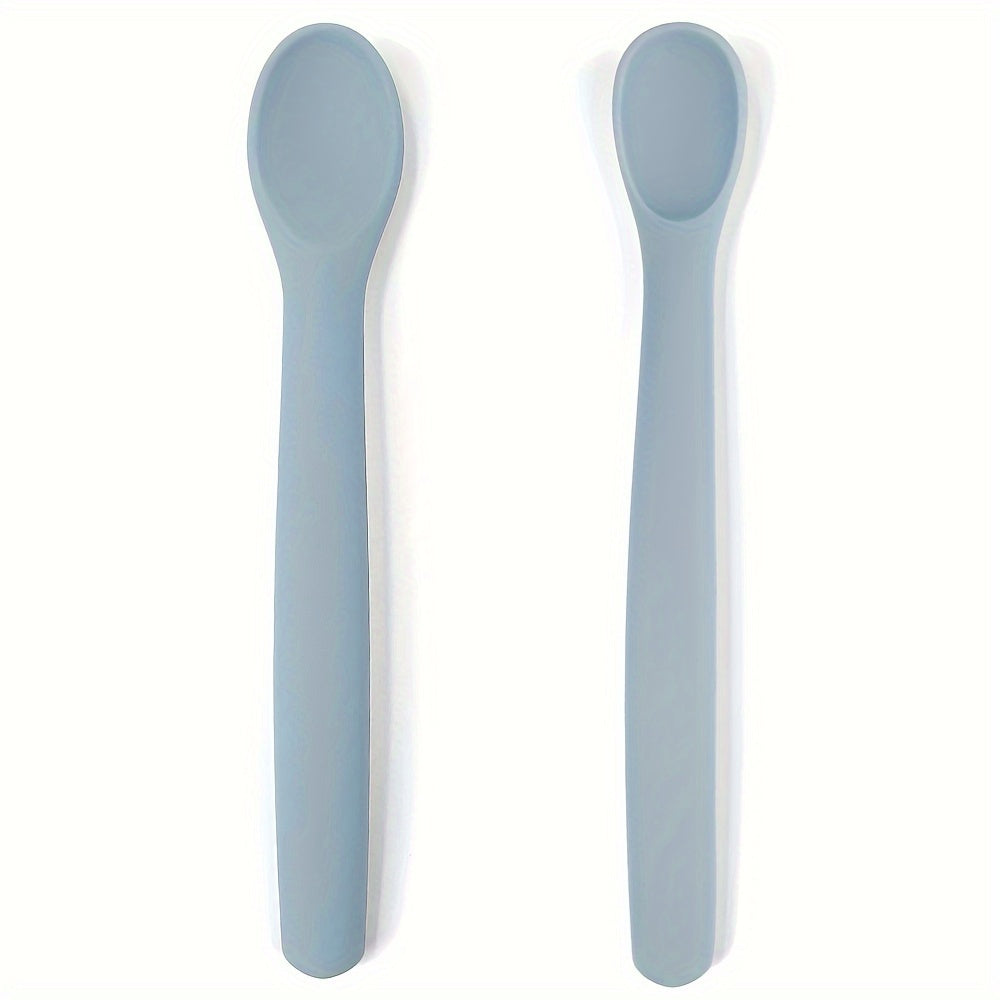 Set of 2 Silicone Feeding Spoons with Soft Tips and Bendable Design for Easy Training, Exceptionally Durable and Chew-Resistant