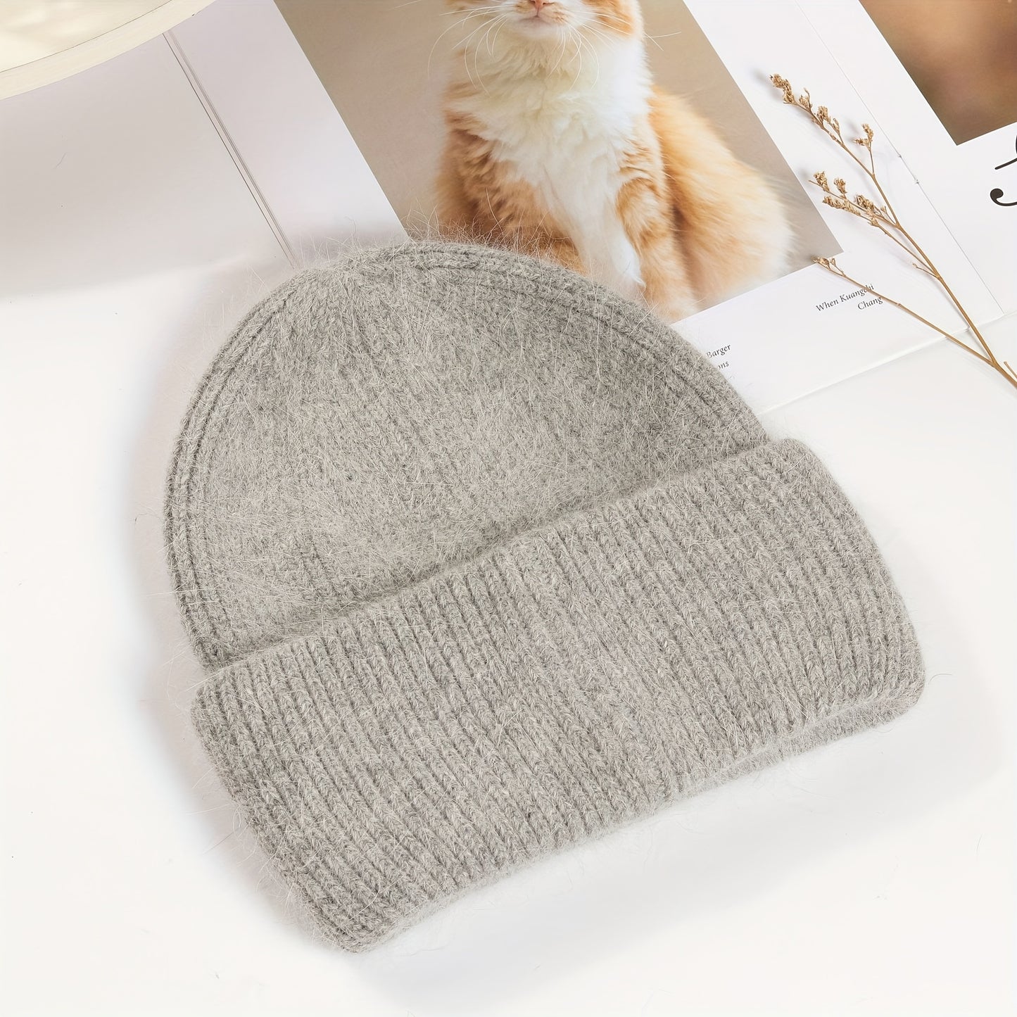 Soft knit beanie in candy colors for women, perfect for casual wear in autumn and winter.