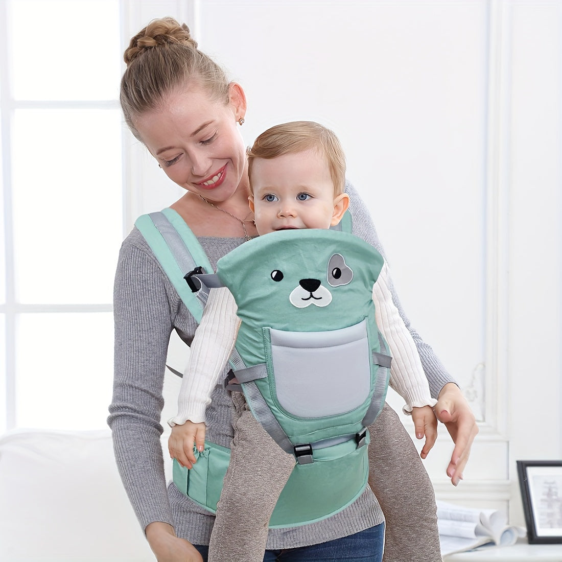 Multi-Size 3-in-1 Ergonomic Baby Carrier with Hip Seat, Adjustable from Newborn to Toddler, Made of Phthalate-Free Cotton Material, Versatile Infant Sling for Breastfeeding, Suitable for Ages 0-3 Years.