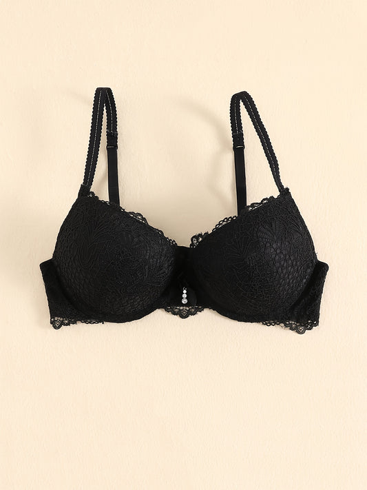 Floral lace push-up bra for women's lingerie.