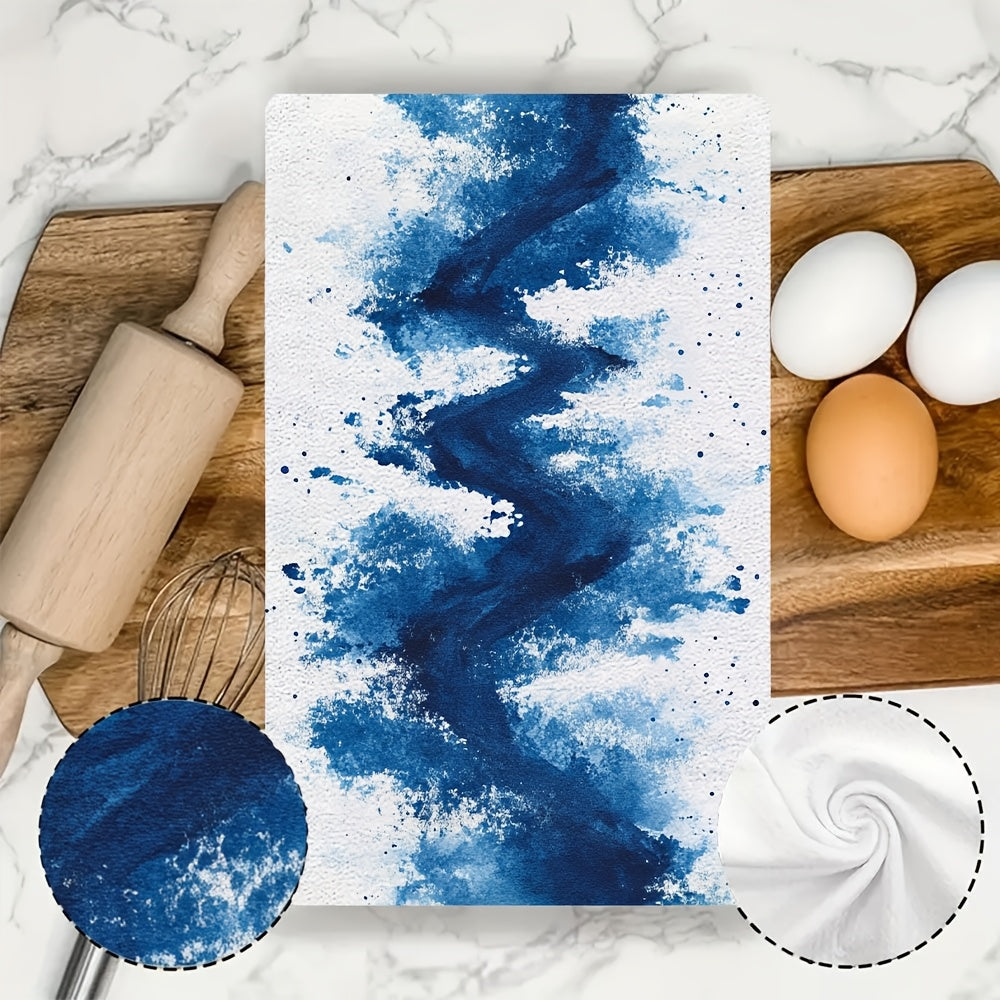 This pair of luxurious kitchen towels showcases a sleek white stencil design of race tracks, adding a unique touch to your holiday decor. Made from ultra-soft materials, these dish and hand towels are highly absorbent and easy to clean in the washing