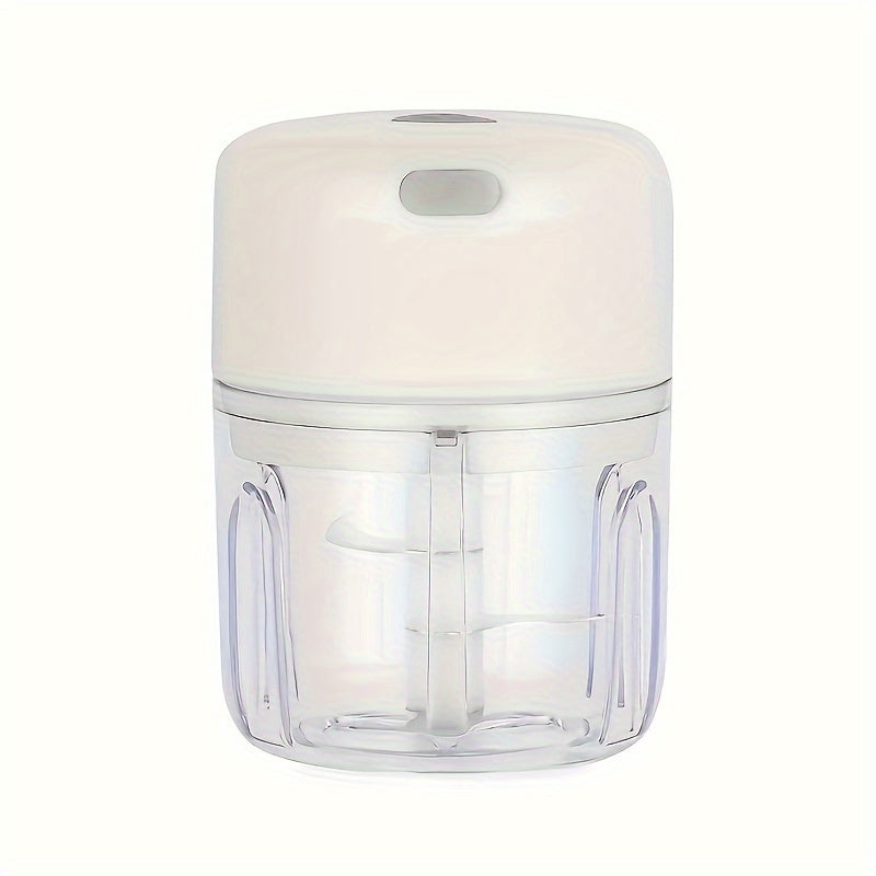 Electric mini garlic chopper that can crush ginger and vegetables, with USB meat grinder and sturdy build, 100/250ml capacity, ideal for kitchen use.