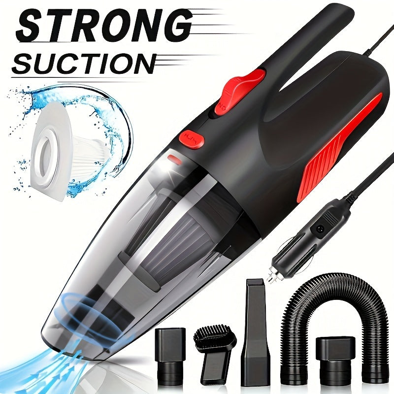 Mini handheld car vacuum cleaner with high-power corded design for easy interior cleaning.