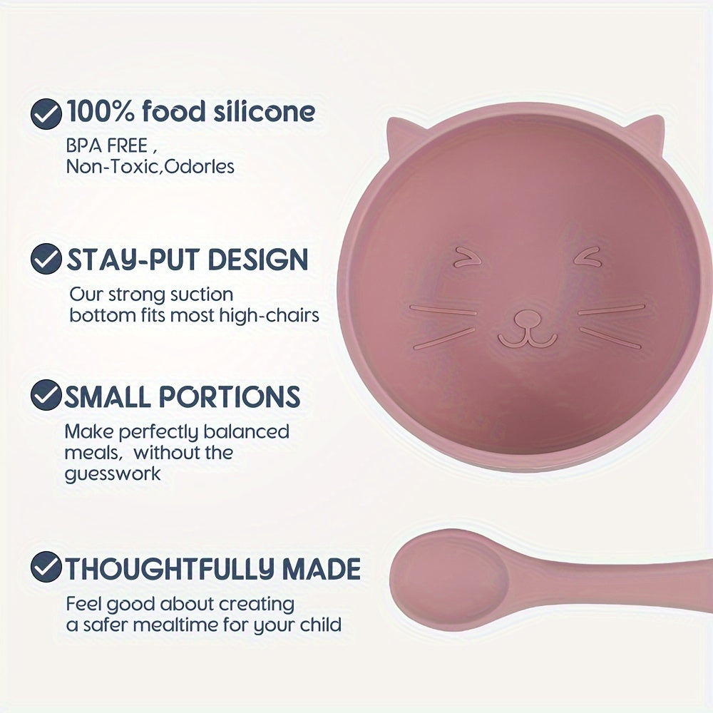 TYRY.HU Custom Feeding Bowl With Suction Cup, Silicone Bowl and Spoon Set, Perfect Christmas Gift