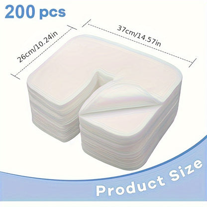 200 Soft Non-Woven Disposable Face Cradle Covers for Massage Tables & Chairs - Ideal for Spa Facial Rest, White