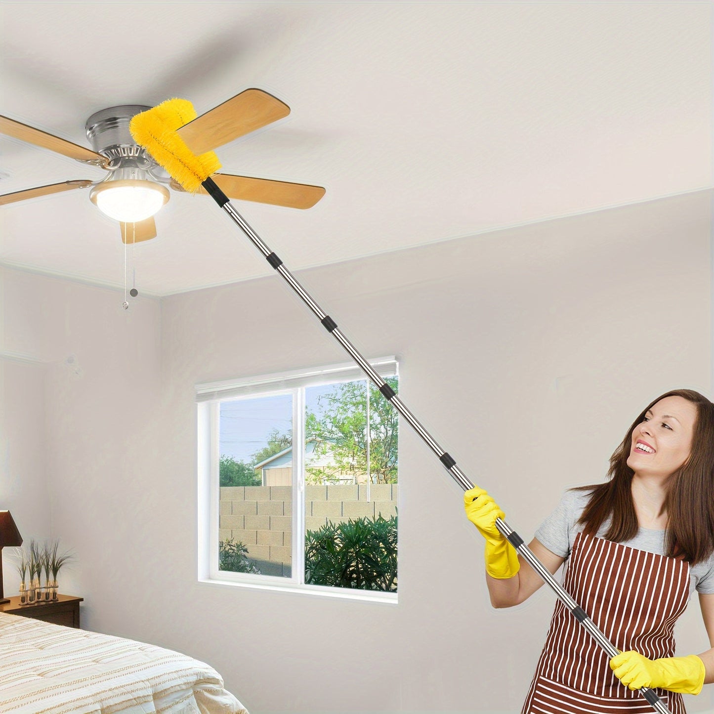 Extendable Gutter Cleaning Brush - Reach for Leaves & Debris, Stainless Steel, Adjustable, Durable