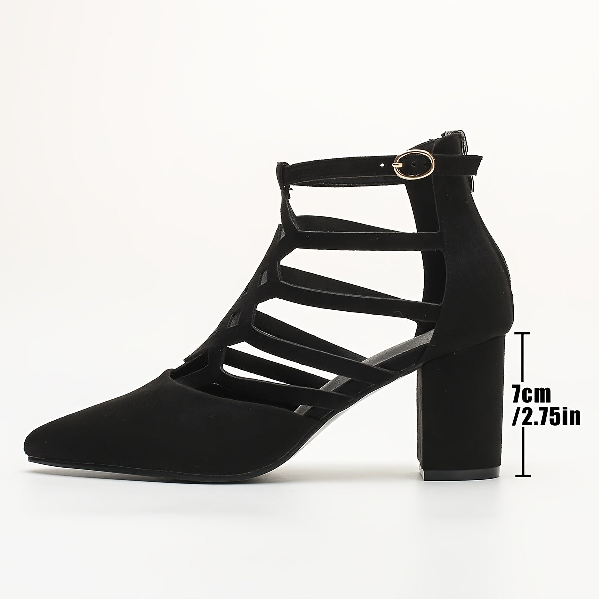 Stylish Women's Pumps with Chunky Heel, Breathable Design, Back Zipper, Solid Color