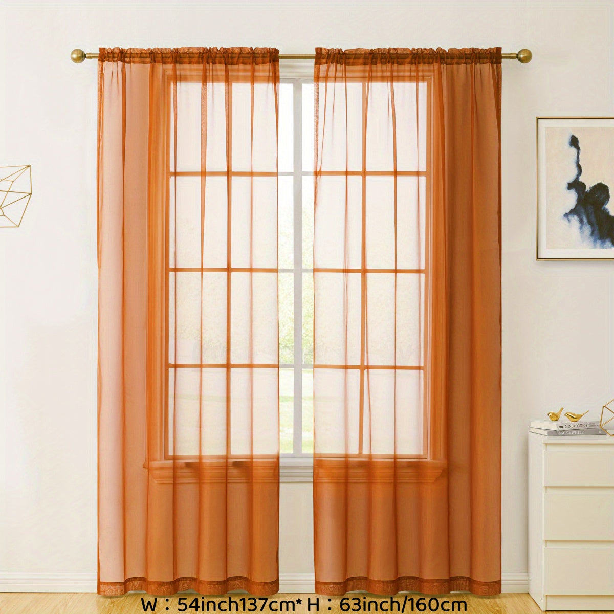 Enhance your decor with these elegant sheer voile curtain panels. Made of semi-transparent polyester, they feature a rod pocket design for easy hanging in your kitchen, bedroom, or living room. Create a romantic ambiance with these beautiful curtains.