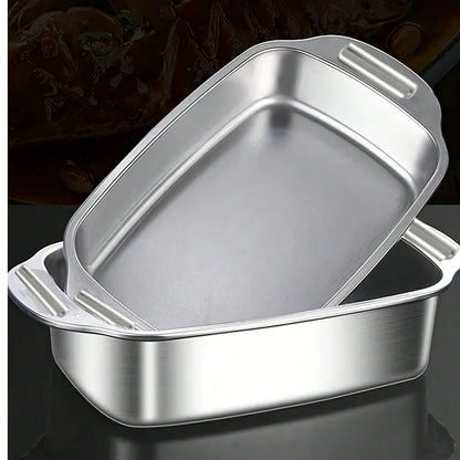 Stainless steel baking pan ideal for outdoor picnics, featuring a simple and fashionable design. This non-stick cookie sheet is perfect for both men and women and can be used as an oven accessory or baking tool. A must-have kitchen gadget for daily use.