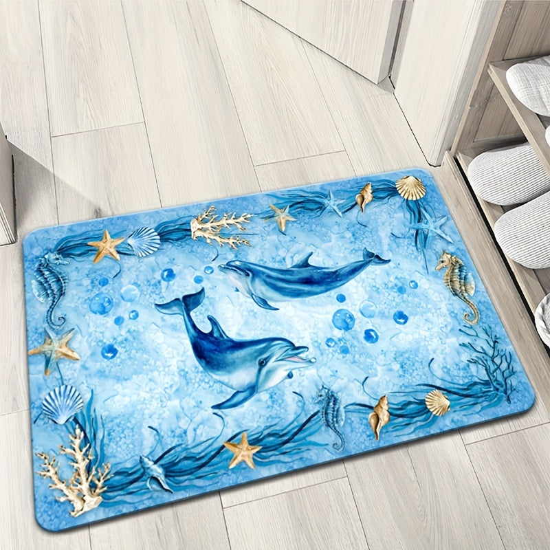 Set of two kitchen floor mats in flannel material, a toilet floor mat, a bathtub edge foot mat, an absorbent bedroom floor mat, a living room carpet, a coffee table floor mat, a balcony floor mat, a bay window floor mat, a door mat, a printed floor mat