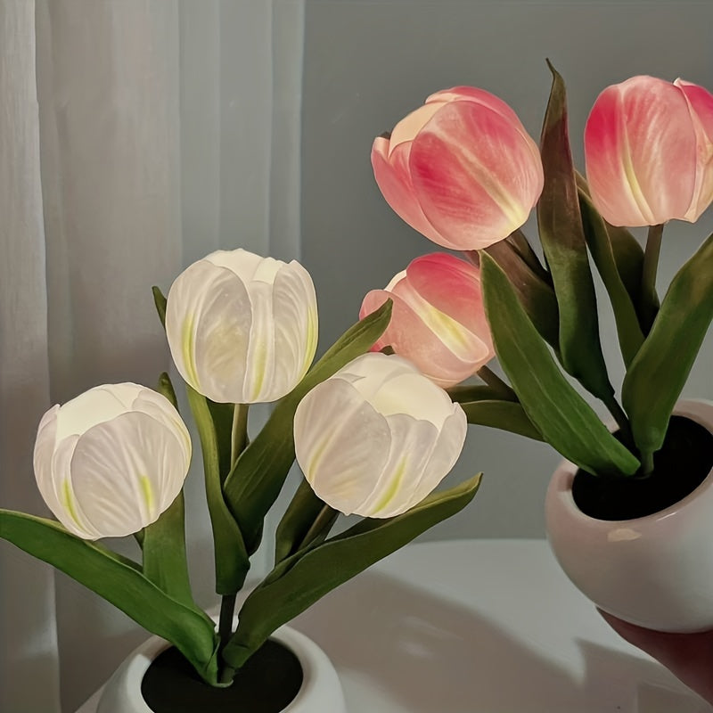 LED tulip night light is a romantic vase decoration for any room, USB powered for convenience. Perfect for creating an atmospheric ambiance in bedroom, living room, office, or for special occasions.