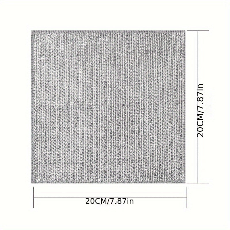 Kitchen scrubbing pads with a double-layer silvery edge are available in packs of 5 or 15. These scratch-resistant cloths can be used wet or dry for cleaning tableware, steel wire, and various surfaces such as bathroom doors and windows. The magic