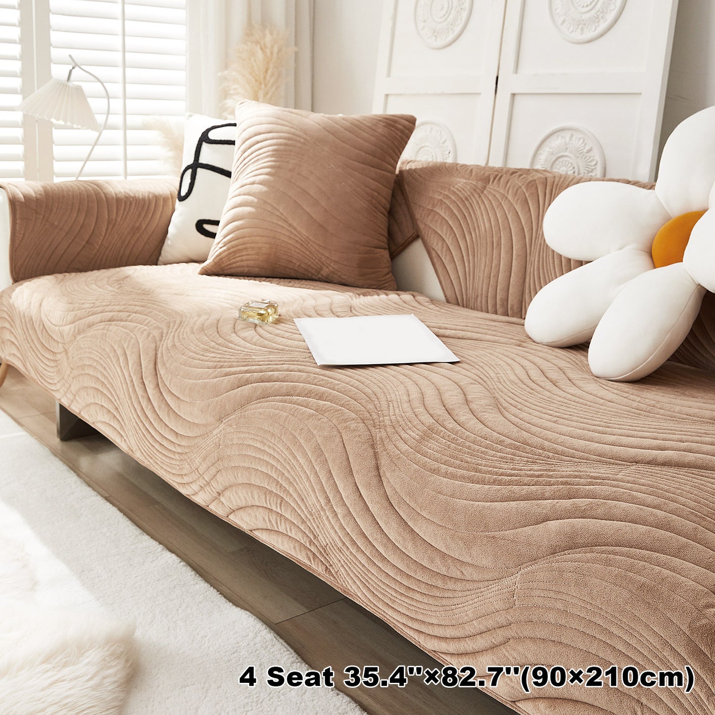 Stylish Nordic-inspired plush sofa cover for living room and office.