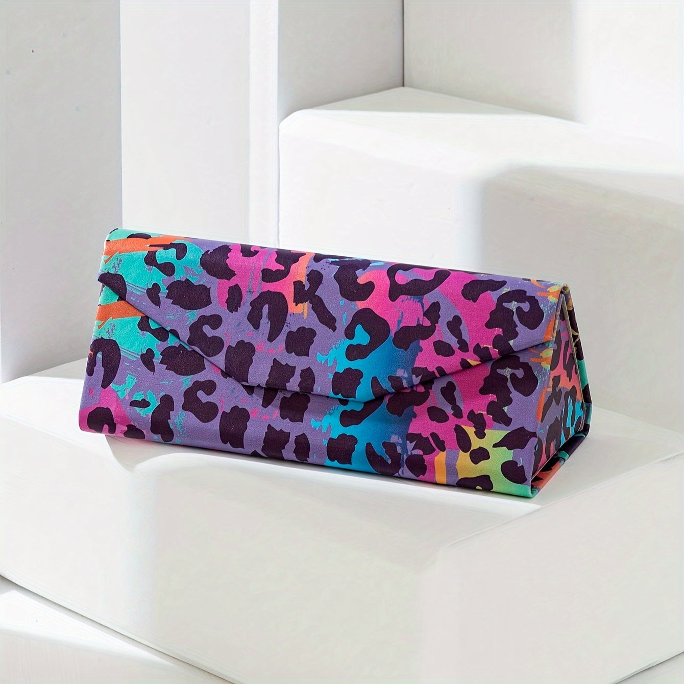 Stylish Butterfly and Floral Print Women's Folding Glasses Case - Sturdy Hard Shell, Convenient Eyewear Holder