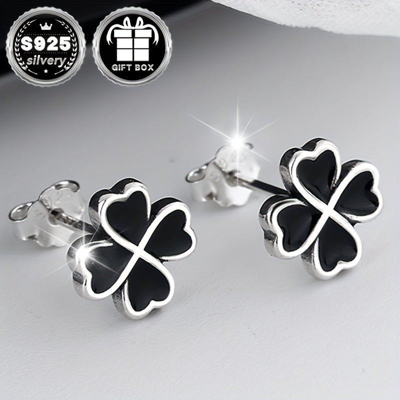 A set of timeless Four-Leaf Clover earrings crafted from 925 Sterling Silver, featuring a simple yet romantic design. Ideal for gifting on Valentine's Day, Mother's Day, or special occasions, these earrings are perfect for any season. Comes in an