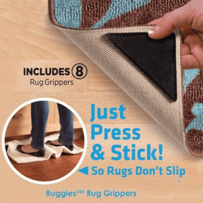 Set of 4 Silicone Carpet Grippers - Premium Rug Tape for Non-Slip, High-Quality Home Decor in Office, Bedroom & More