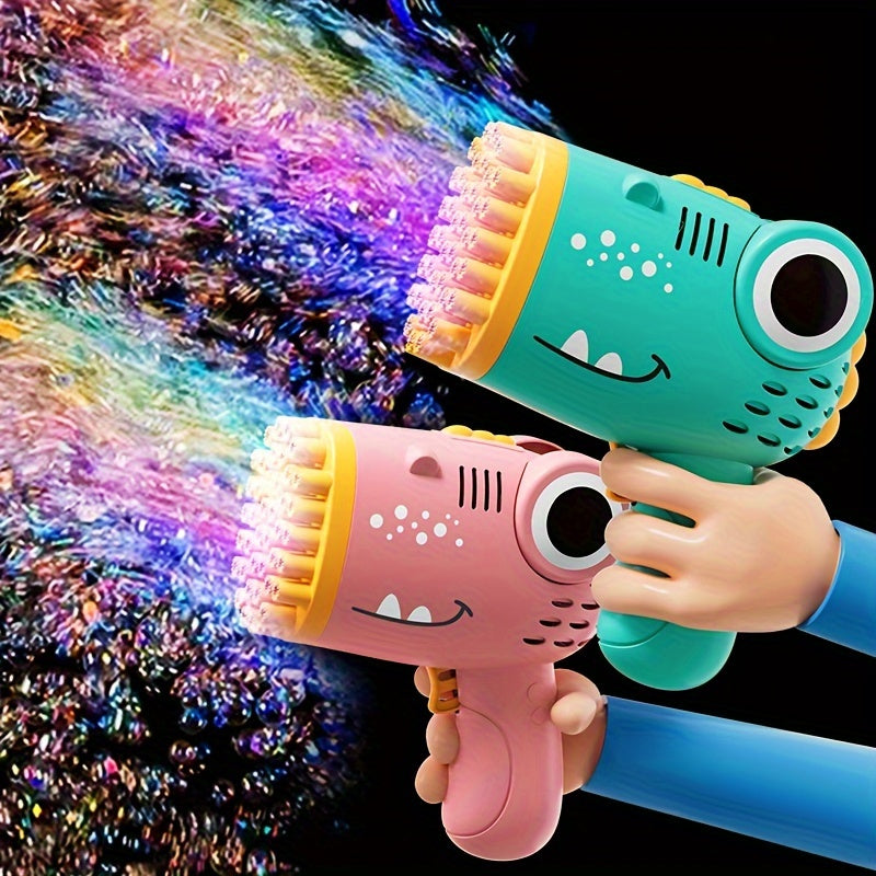 Handheld 40-hole Bubble Blowing Dinosaur Bubble Gun, Perfect Outdoor Holiday Gift Toy