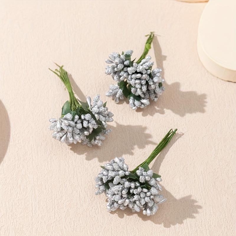 Collection of 36 artificial pearl flowers with foam fruits for creating candy gift boxes, DIY flower wreaths, and vase decorations.