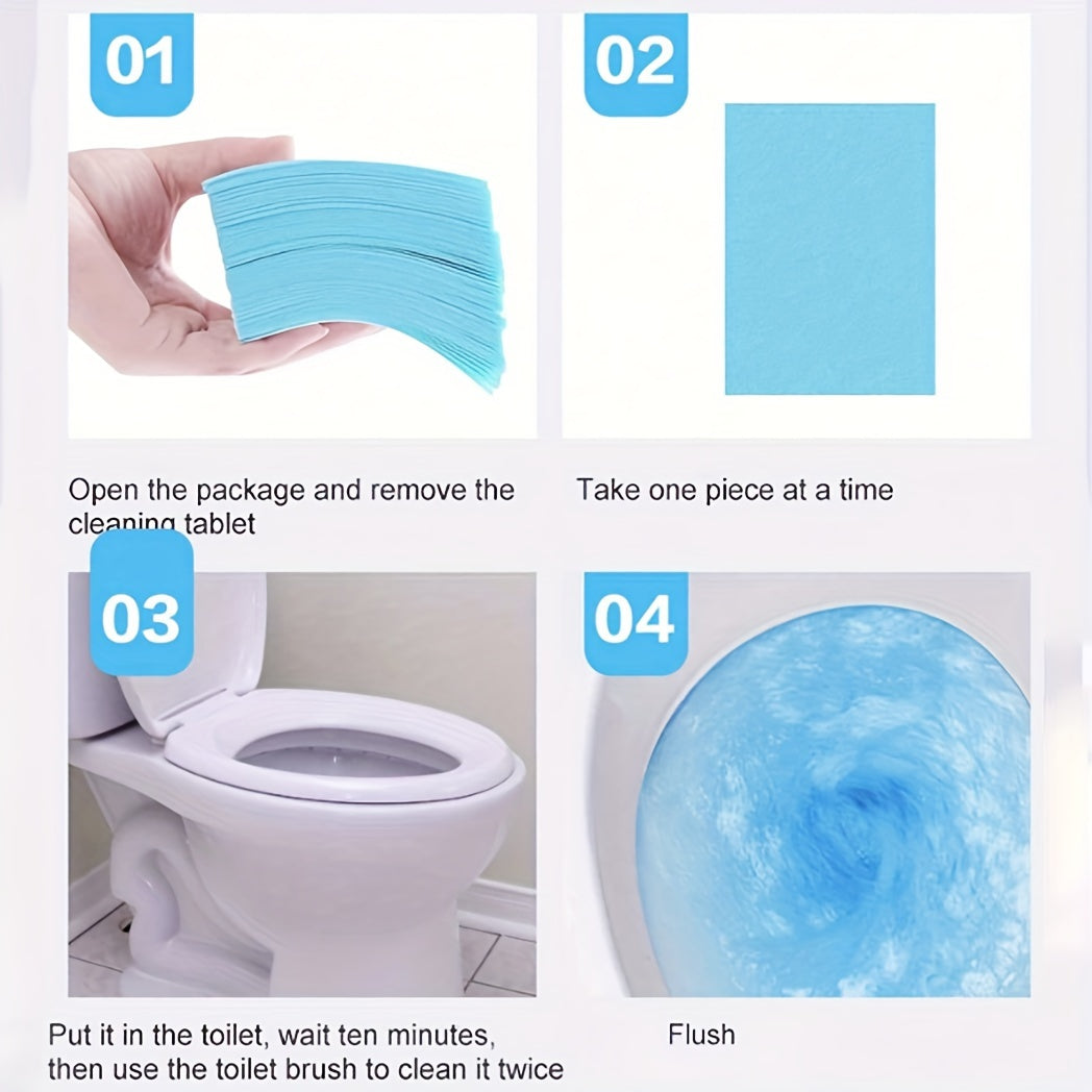 30-Pack of Hydro- Toilet Bowl Cleaner Sheets - Disposables for Eliminating Odors and Removing Stains, Bathroom Tablets for Uric Acid and Limescale